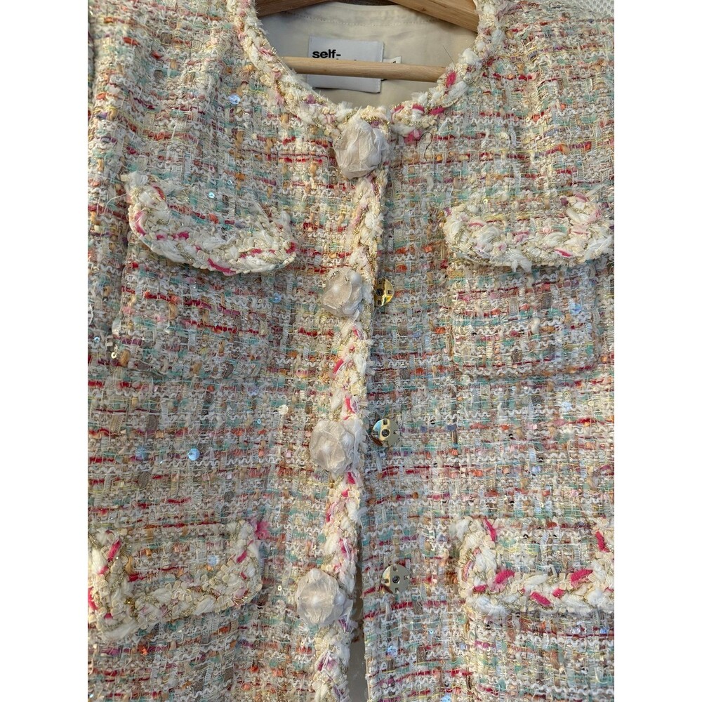 NWOT Self portrait  PASTEL BOUCLE BOXY JACKET - Picture 8 of 12